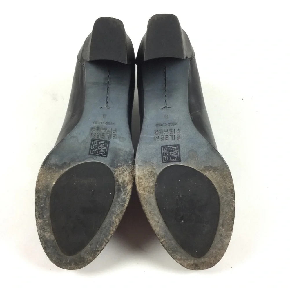 EILEEN FISHER Black Leather Zipper Bootie Sz 8